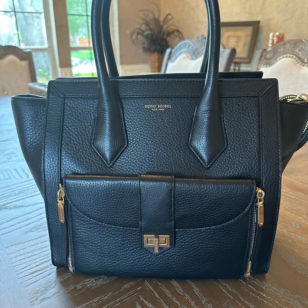 Henri Bendel Black Leather Tote Bag